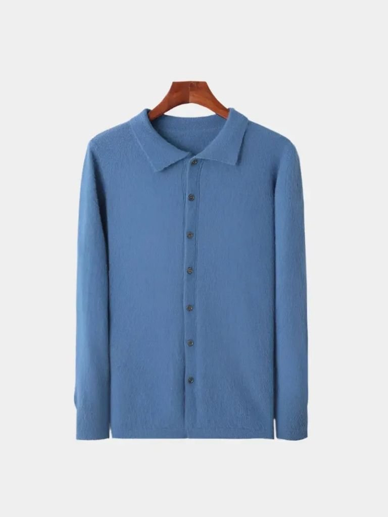 100% Cashmere Polo Cardigan - Verocci Essentials