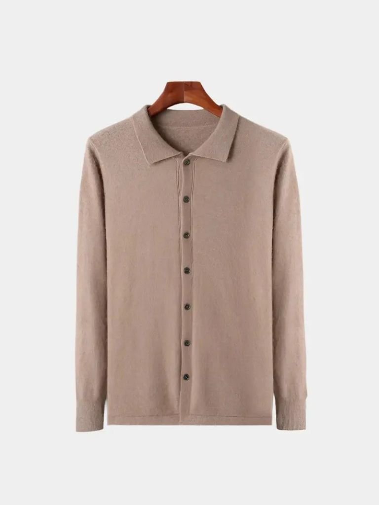 100% Cashmere Polo Cardigan - Verocci Essentials