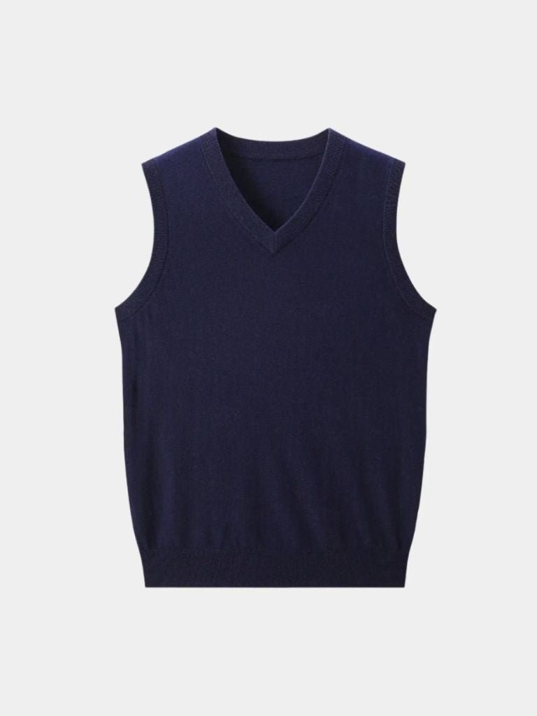 100% Cashmere V Neck Knit Vest - Verocci Essentials