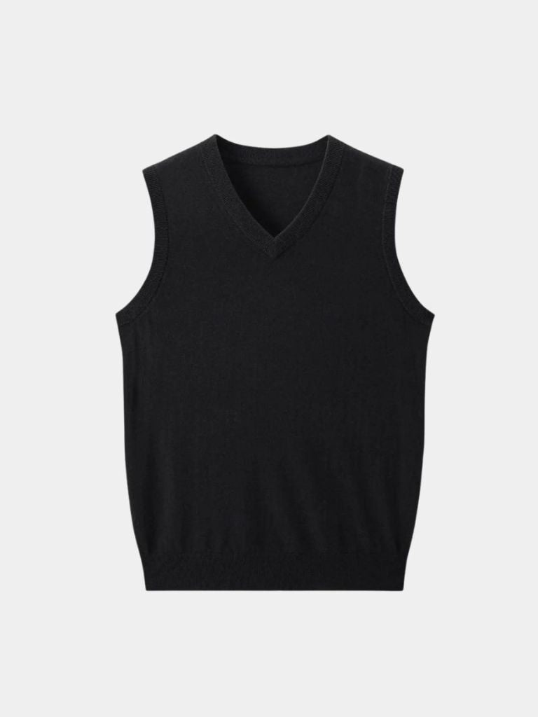 100% Cashmere V Neck Knit Vest - Verocci Essentials