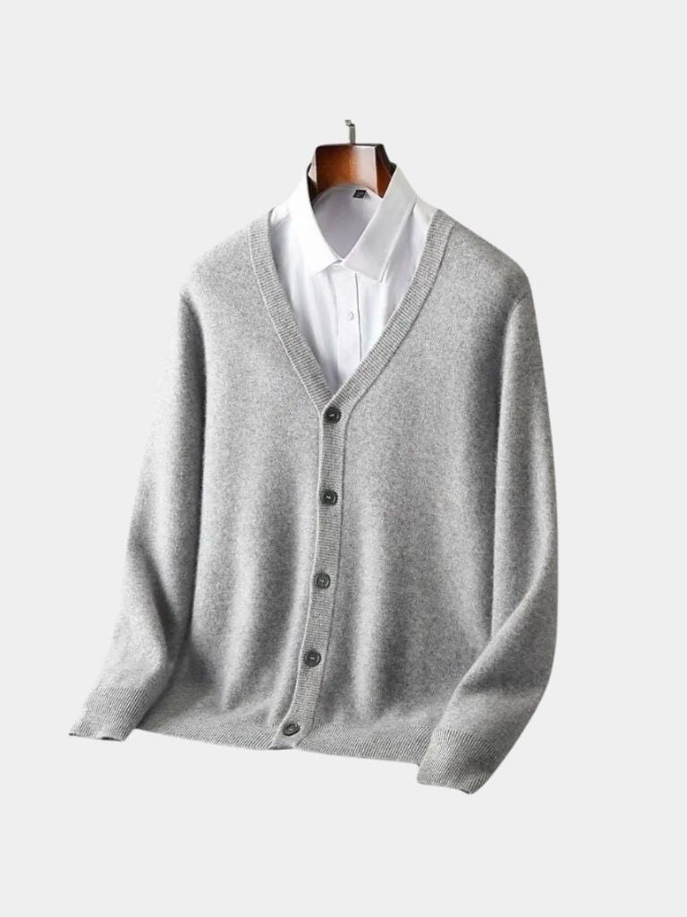 100% Merino Wool V Neck Knitwear Cardigan Sweater - Verocci Essentials