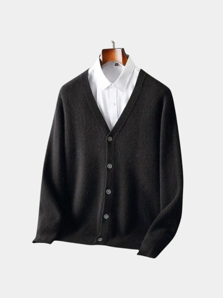 100% Merino Wool V Neck Knitwear Cardigan Sweater - Verocci Essentials