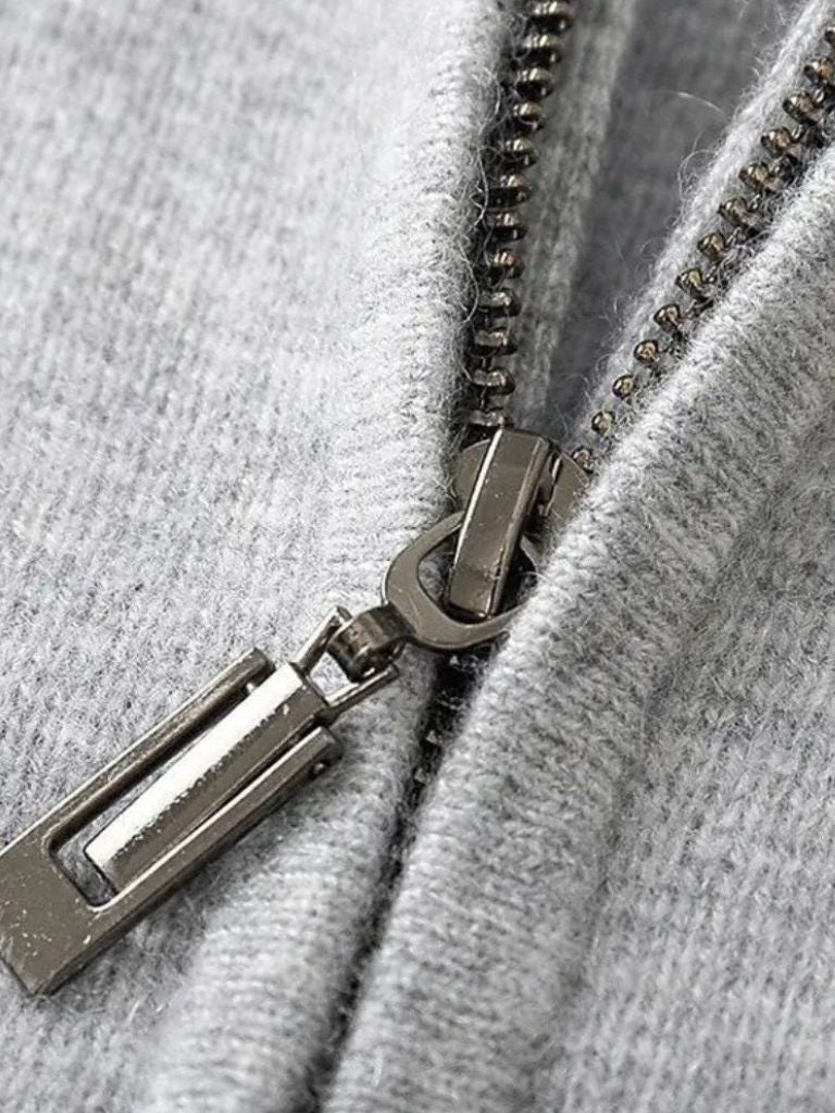 100% Merino Wool Zip Solid Color Sweater - Verocci Essentials