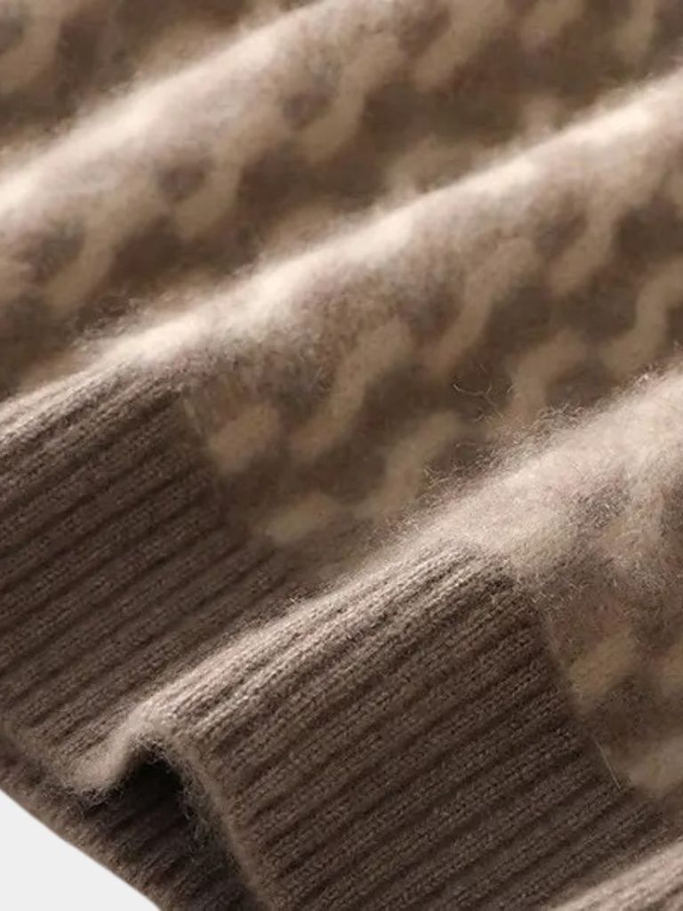 100% Wool Geometric Crew Neck Pullover Sweater - Verocci Essentials