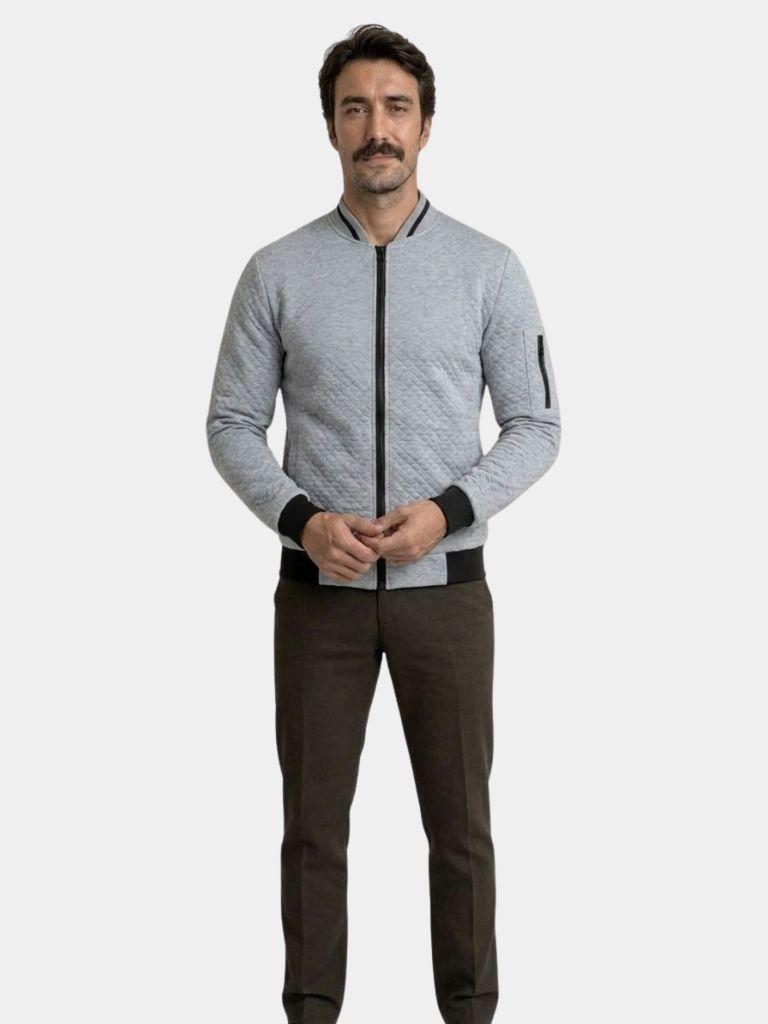 Textured Casual Bomber Jacket - Verocci Essentials