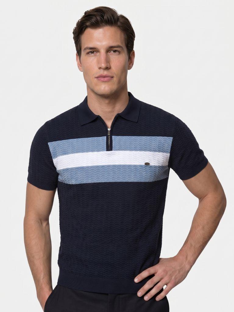 Classic Fit Quarter Zip Business Casual Short Sleeves Polo - Verocci Essentials