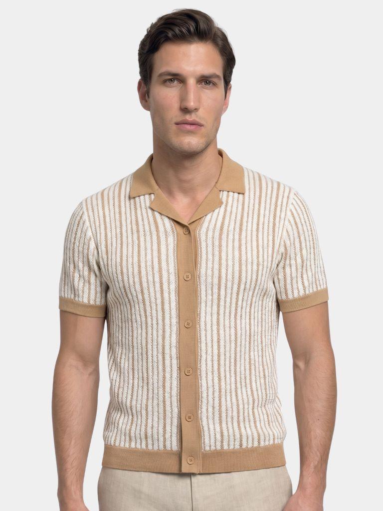 Striped Knit Polo Shirt - Verocci Essentials