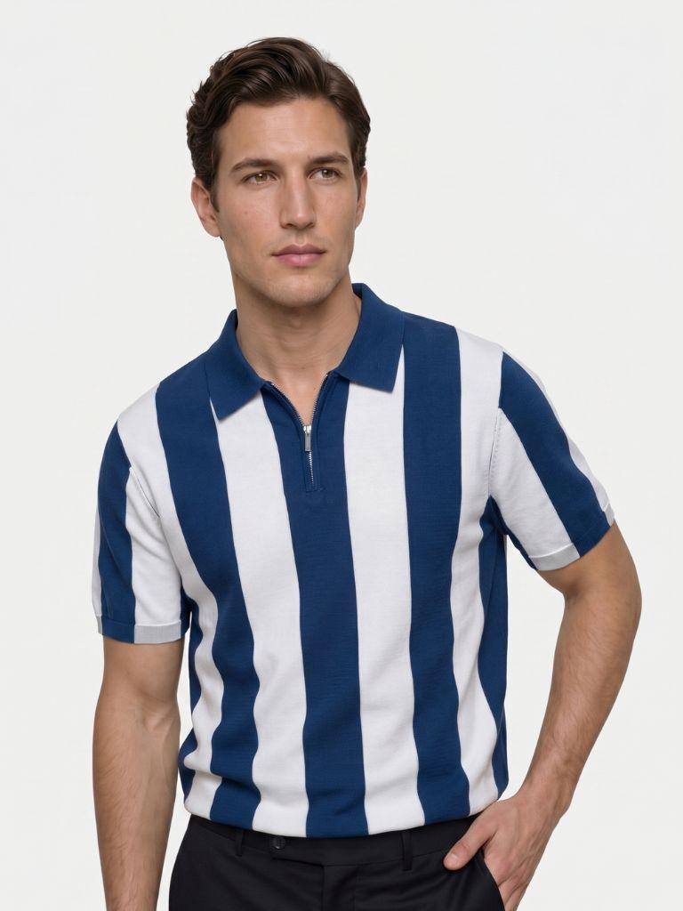 Navy Stripe Polo - Verocci Essentials
