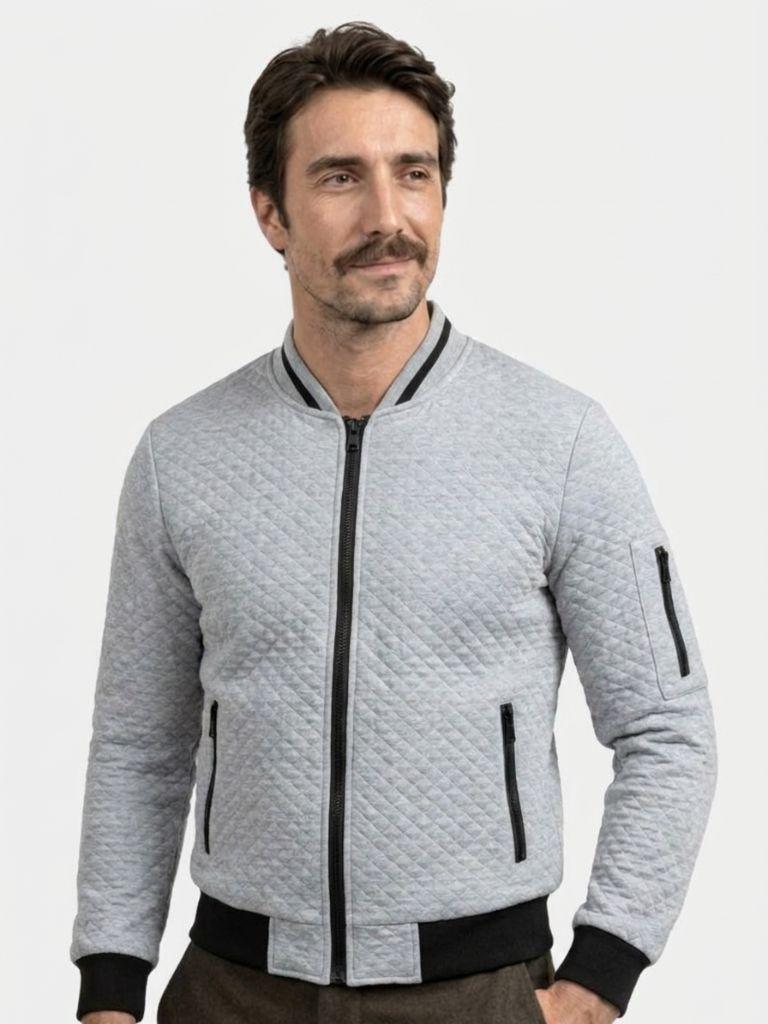 Textured Casual Bomber Jacket - Verocci Essentials