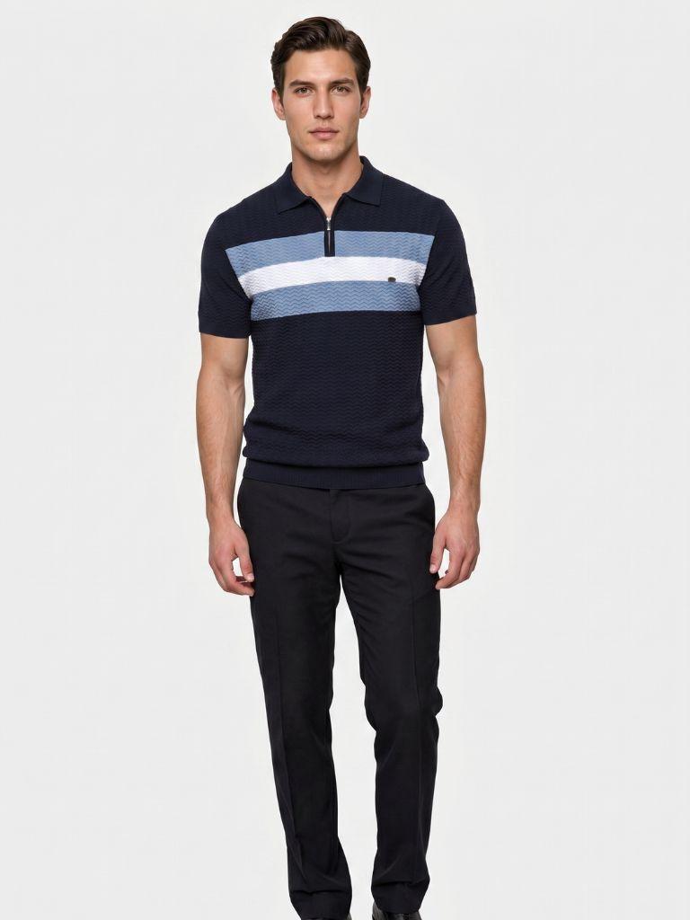 Classic Fit Quarter Zip Business Casual Short Sleeves Polo - Verocci Essentials