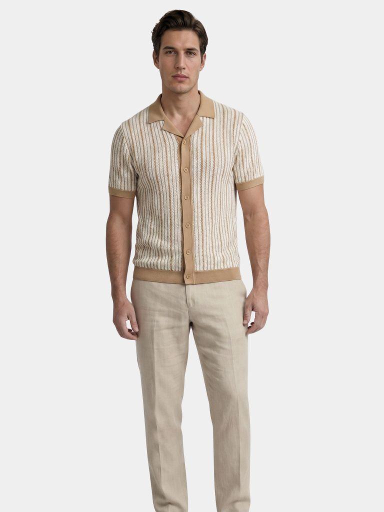 Striped Knit Polo Shirt - Verocci Essentials