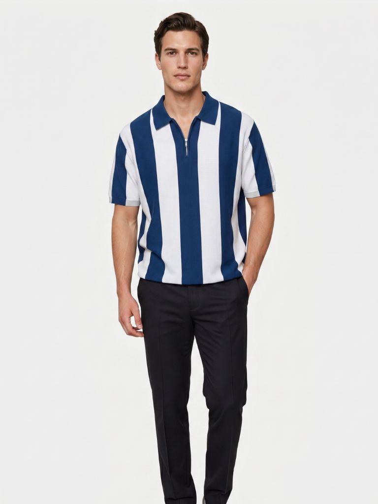 Navy Stripe Polo - Verocci Essentials