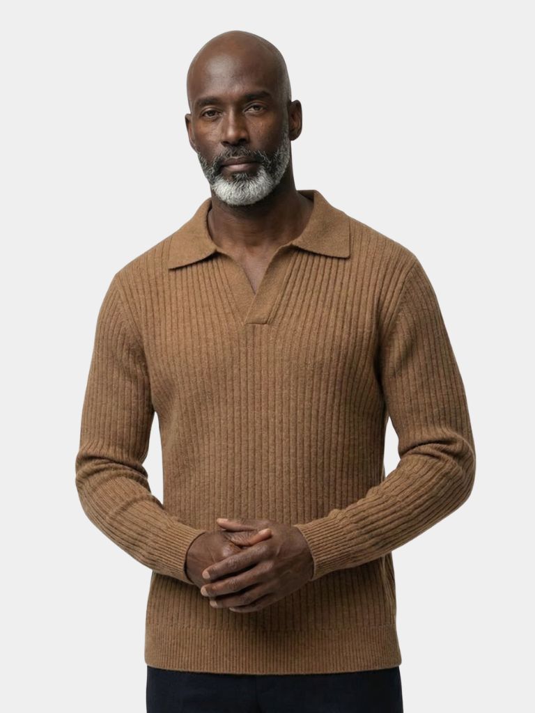 V-Neck Polo Pullover Ribbed - Verocci Essentials