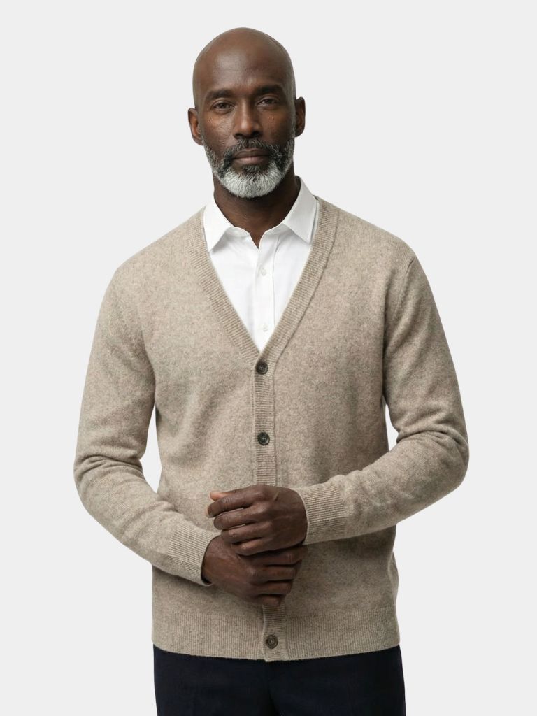 100% Merino Wool V Neck Knitwear Cardigan Sweater - Verocci Essentials