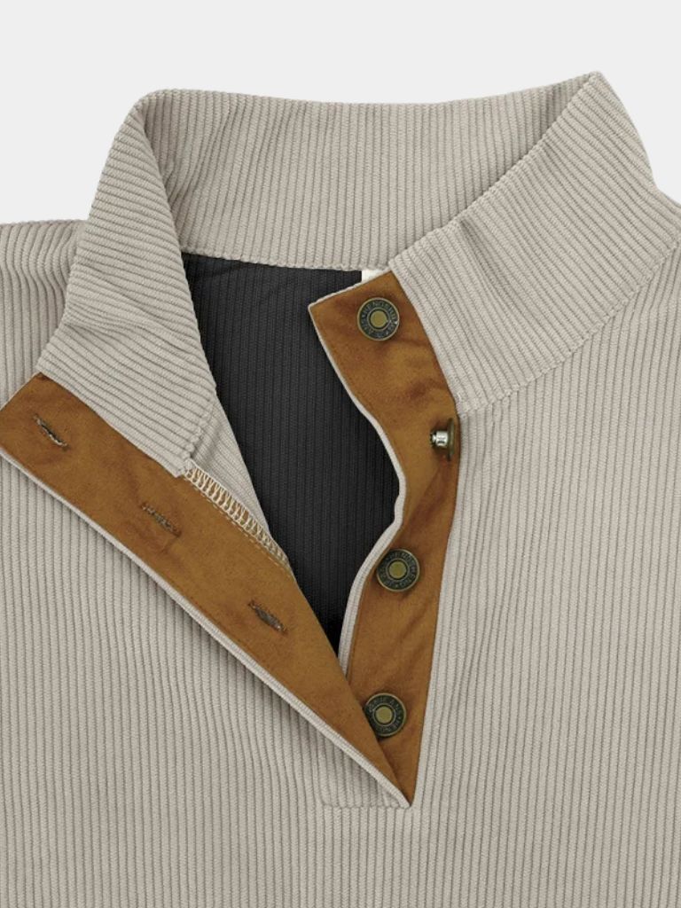 High Collar Corduroy Retro Pullover - Verocci Essentials