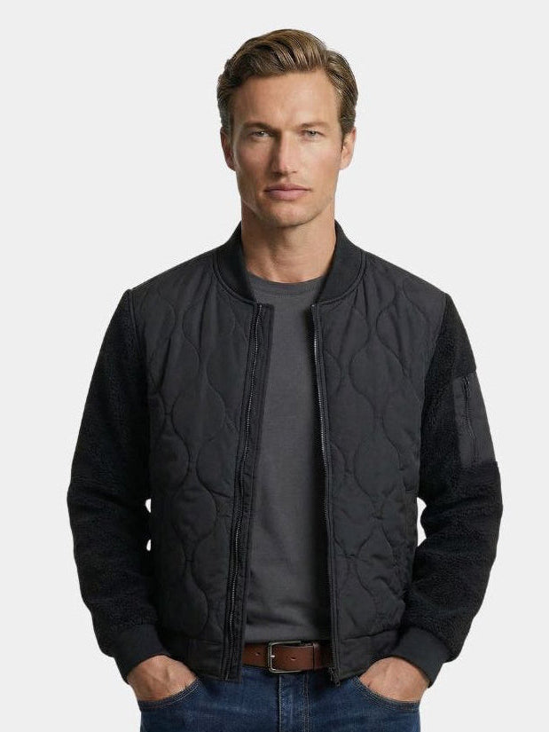 Sherpa Sleeves Padded Bomber Jacket - Verocci Essentials