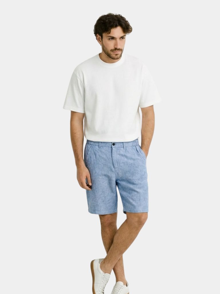 Bleu Horizon Linen Shorts - Verocci Essentials