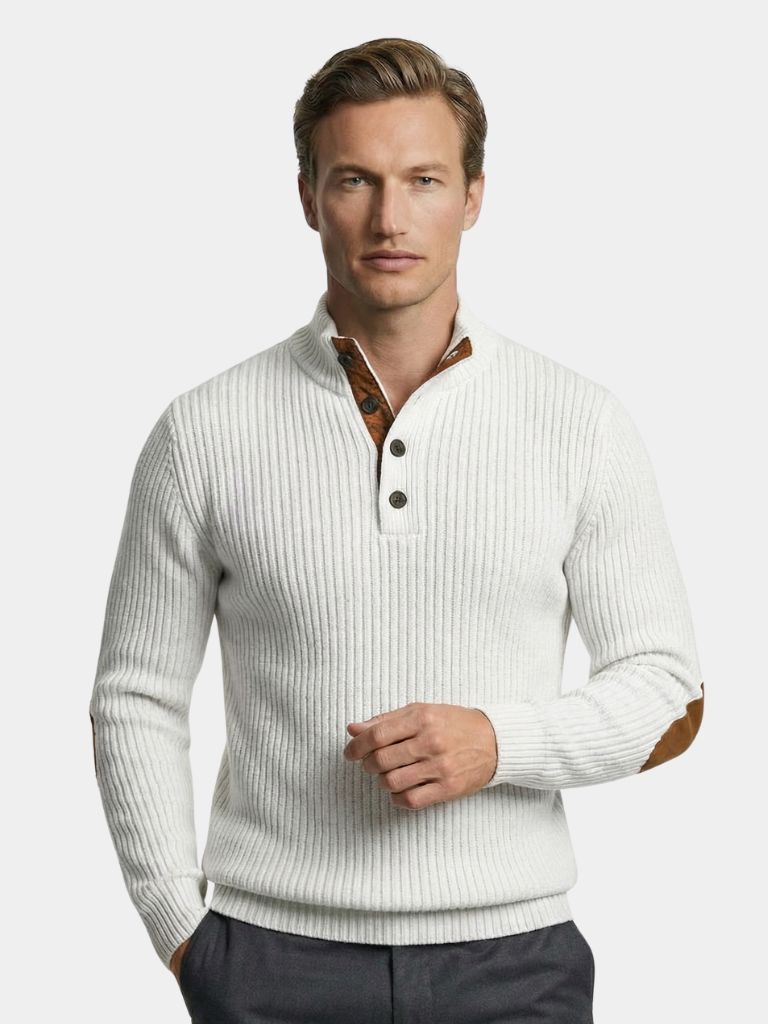Refined High Collar Henley Sweater - Verocci Essentials