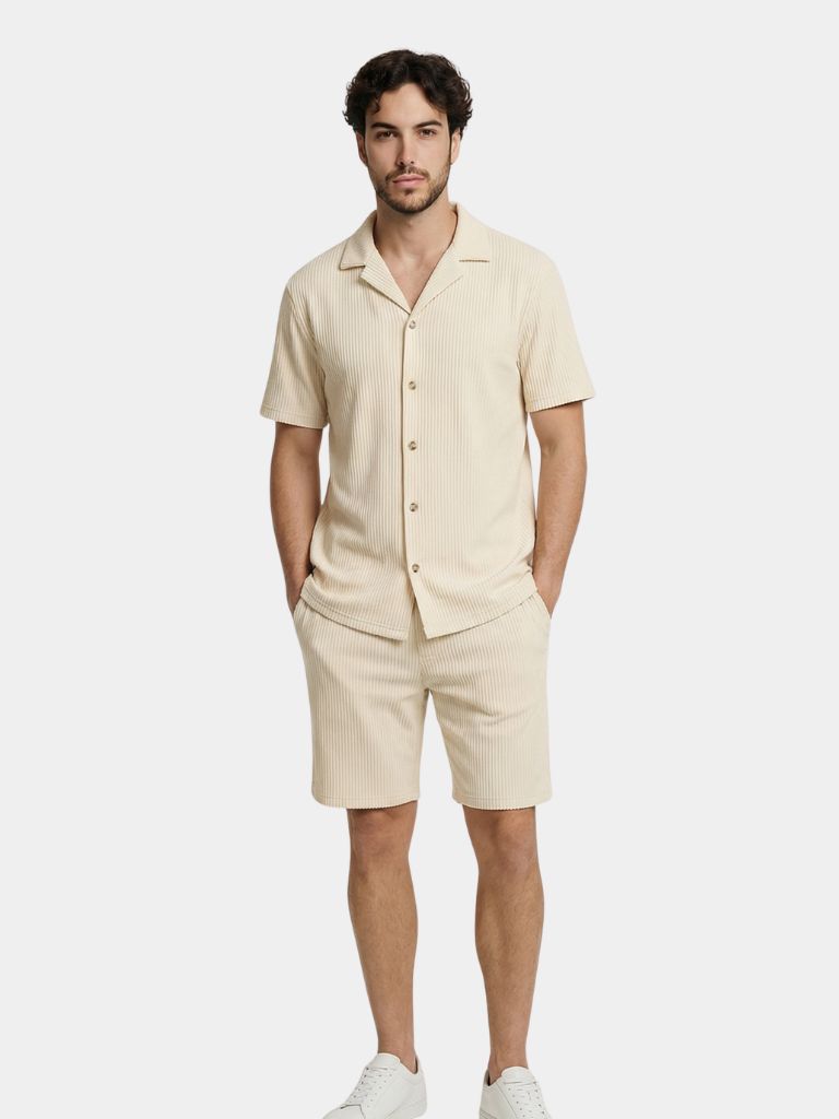 Minimalist Corduroy Set Shorts and Shirt - Verocci Essentials