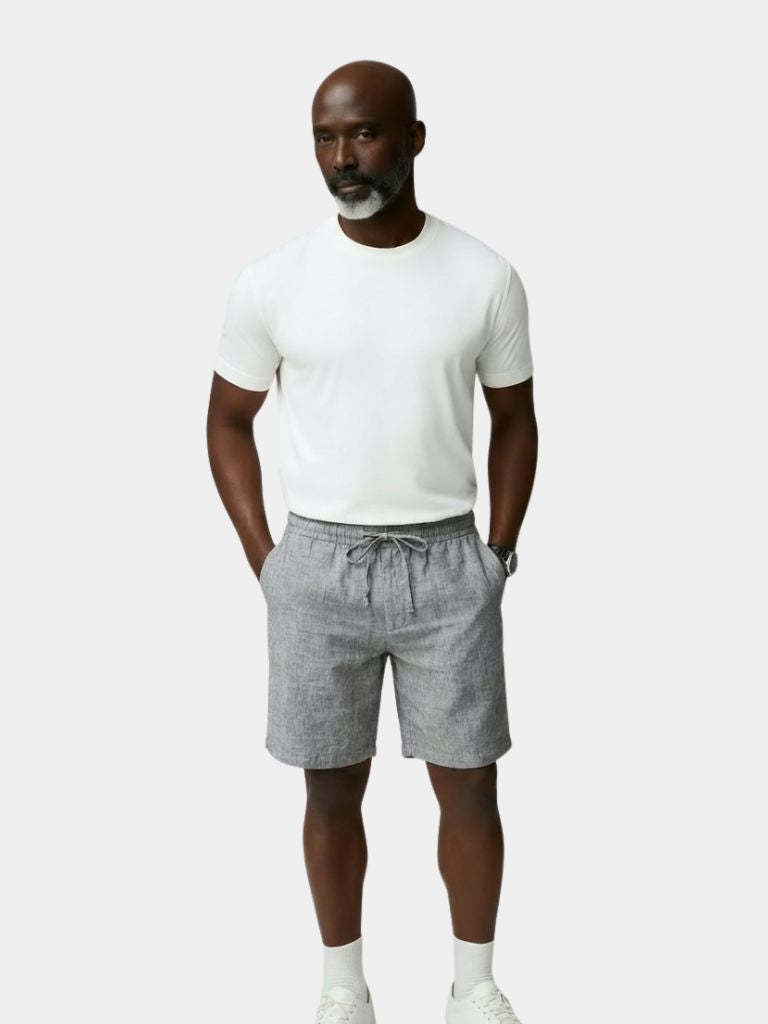 Gris Mariner Linen Shorts - Verocci Essentials