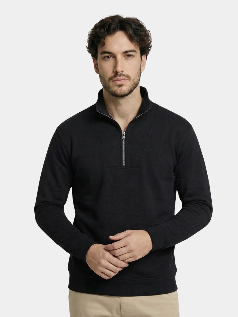 Zip Black Lapel Sports Sweatshirt - Verocci Essentials