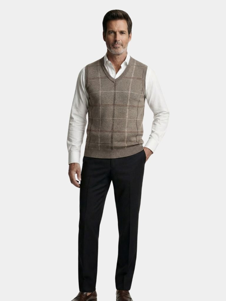 Academic Checkered Knit Vest - Verocci Essentials