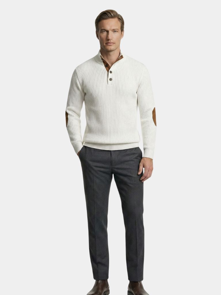 Refined High Collar Henley Sweater - Verocci Essentials