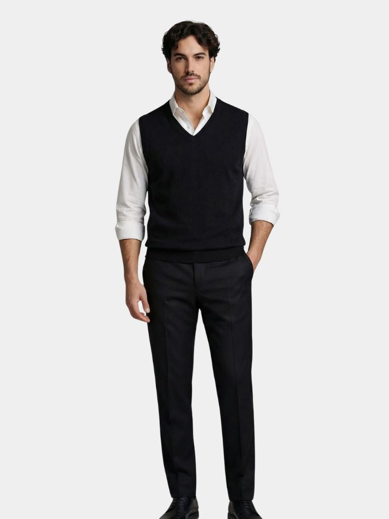 100% Cashmere V Neck Knit Vest - Verocci Essentials