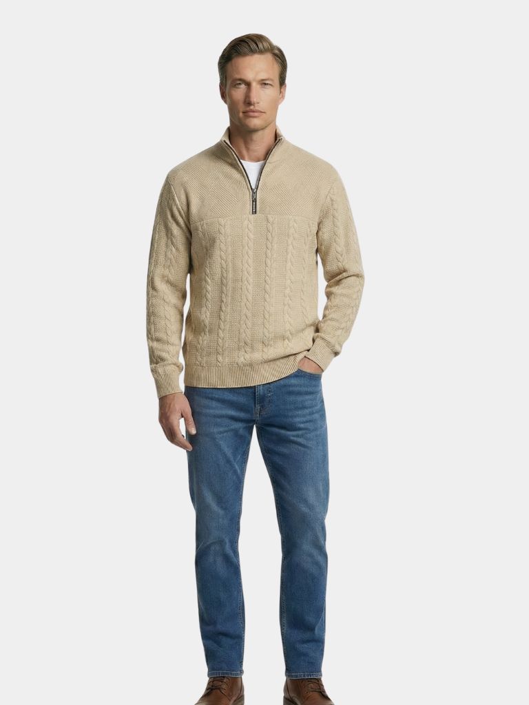 Essential Henley High Collar Quarter Zip Pullover - Verocci Essentials