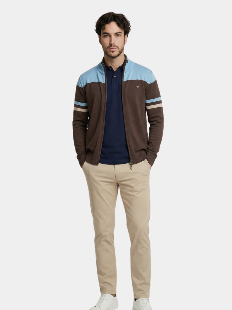 Cardigan Sweater Zipper Standing Collar Knitwear - Verocci Essentials