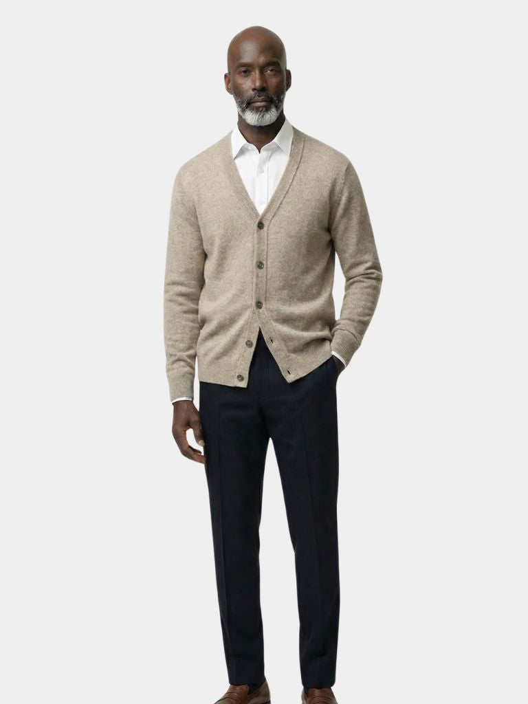 100% Merino Wool V Neck Knitwear Cardigan Sweater - Verocci Essentials