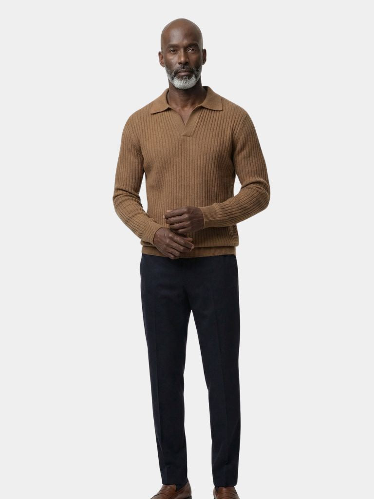 V-Neck Polo Pullover Ribbed - Verocci Essentials