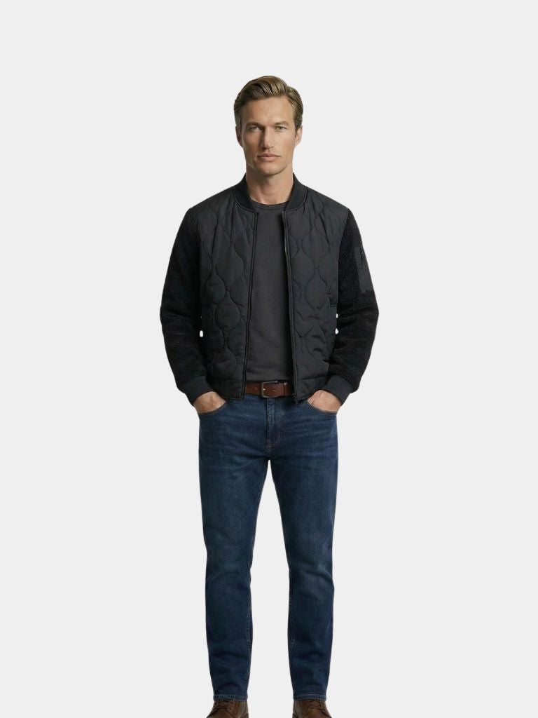 Sherpa Sleeves Padded Bomber Jacket - Verocci Essentials