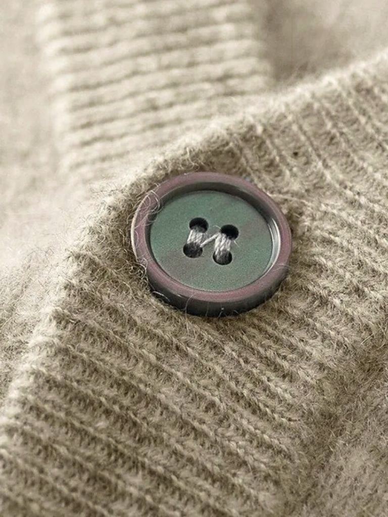 100% Merino Wool V Neck Knitwear Cardigan Sweater - Verocci Essentials