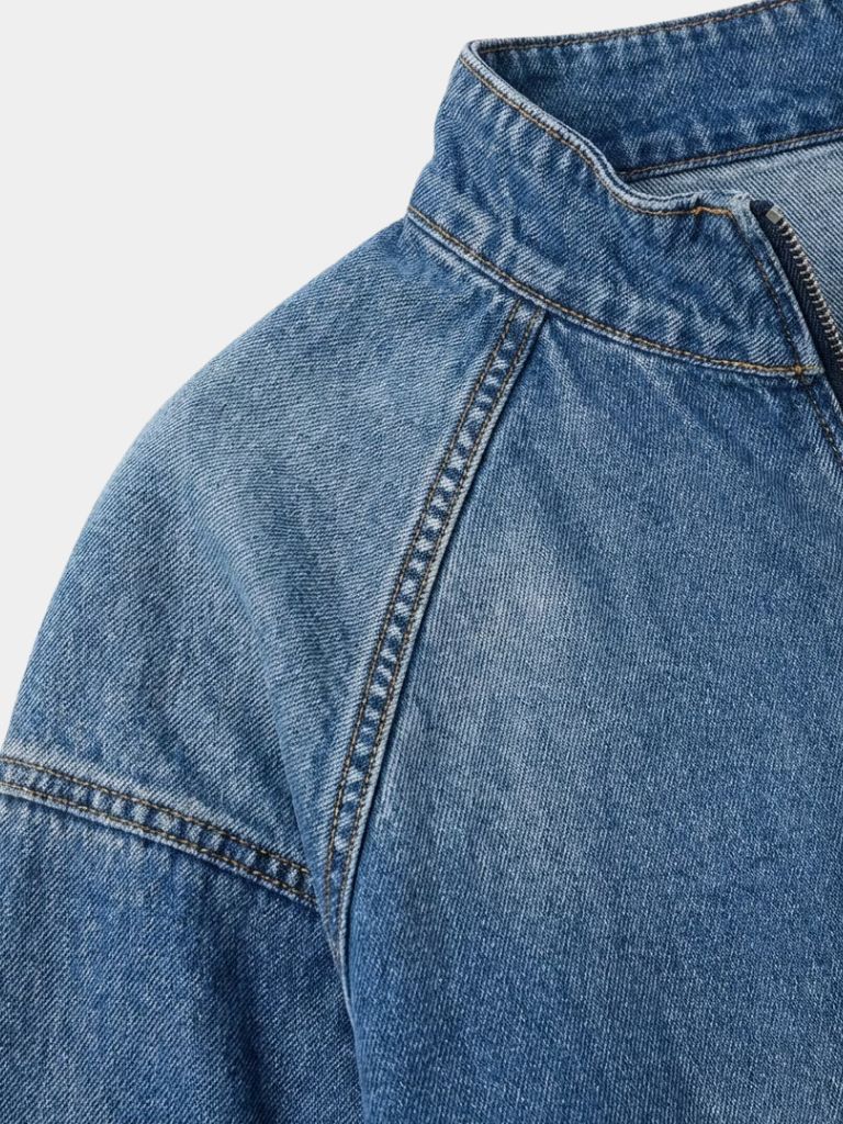 Stonewash Denim Quarter Zip Jacket - Verocci Essentials