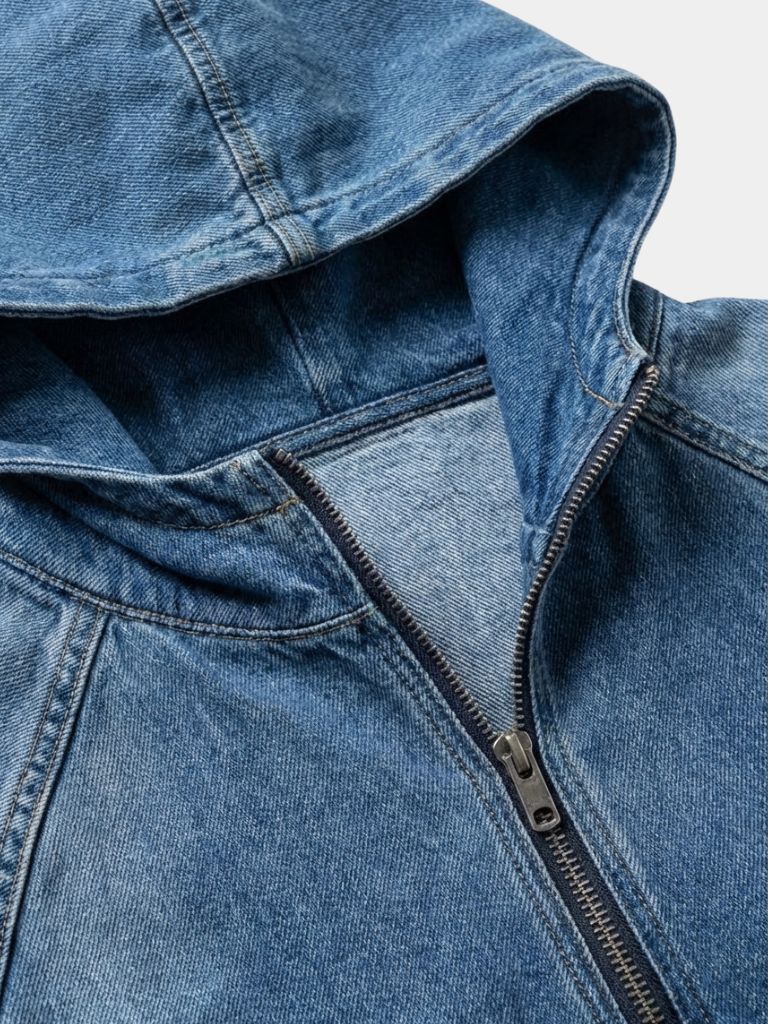 Artisan Denim Smock Quarter Zip Hooded Jacket - Verocci Essentials