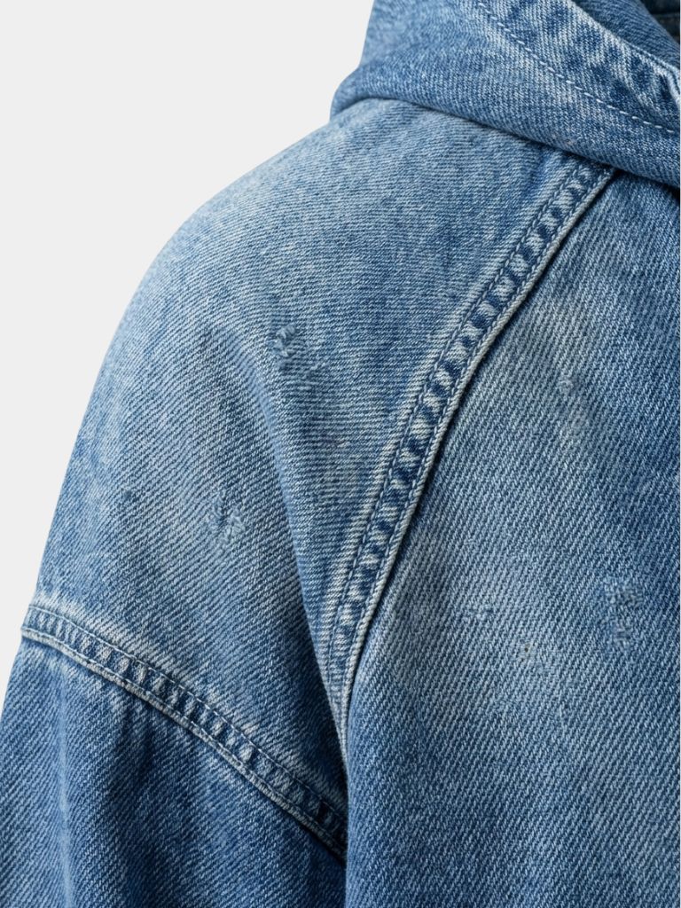 Artisan Denim Smock Quarter Zip Hooded Jacket - Verocci Essentials