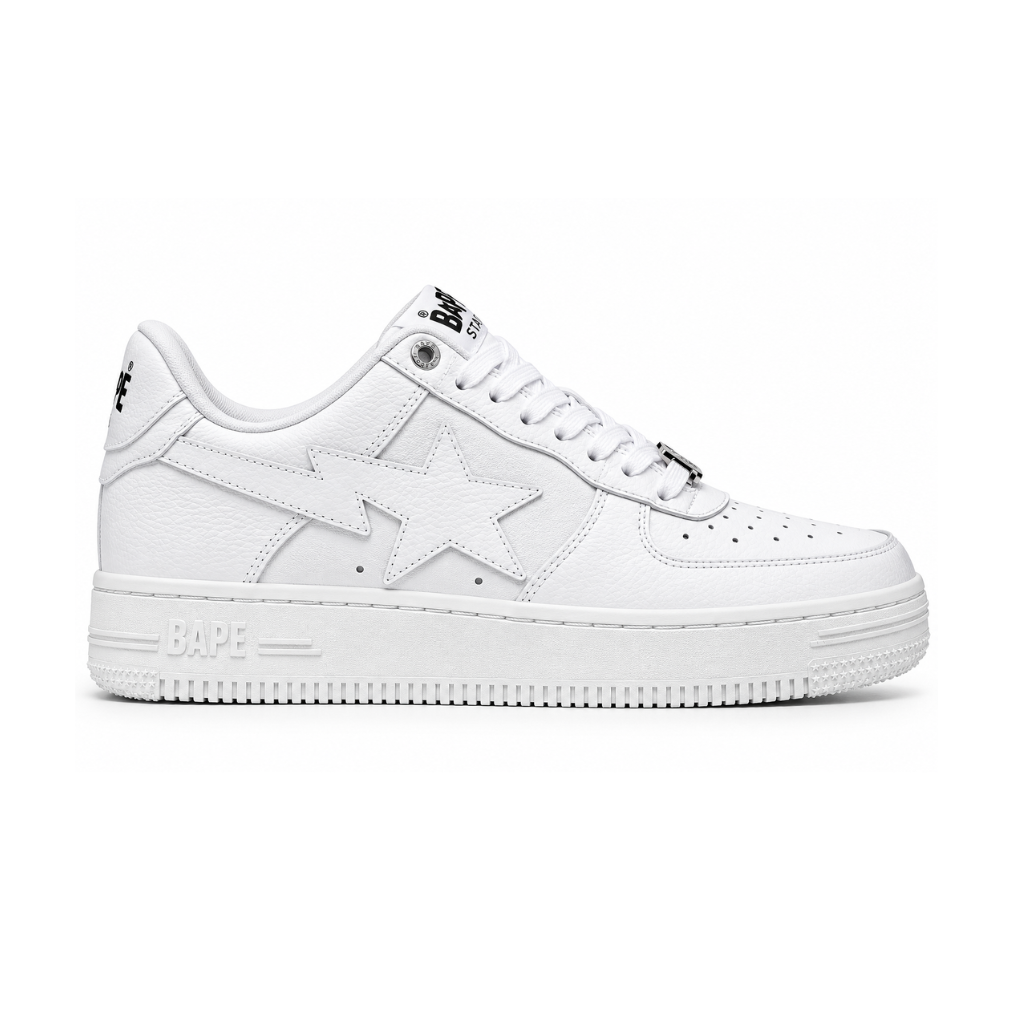 BAPE STA™ Low – Triple White Pebble Leather