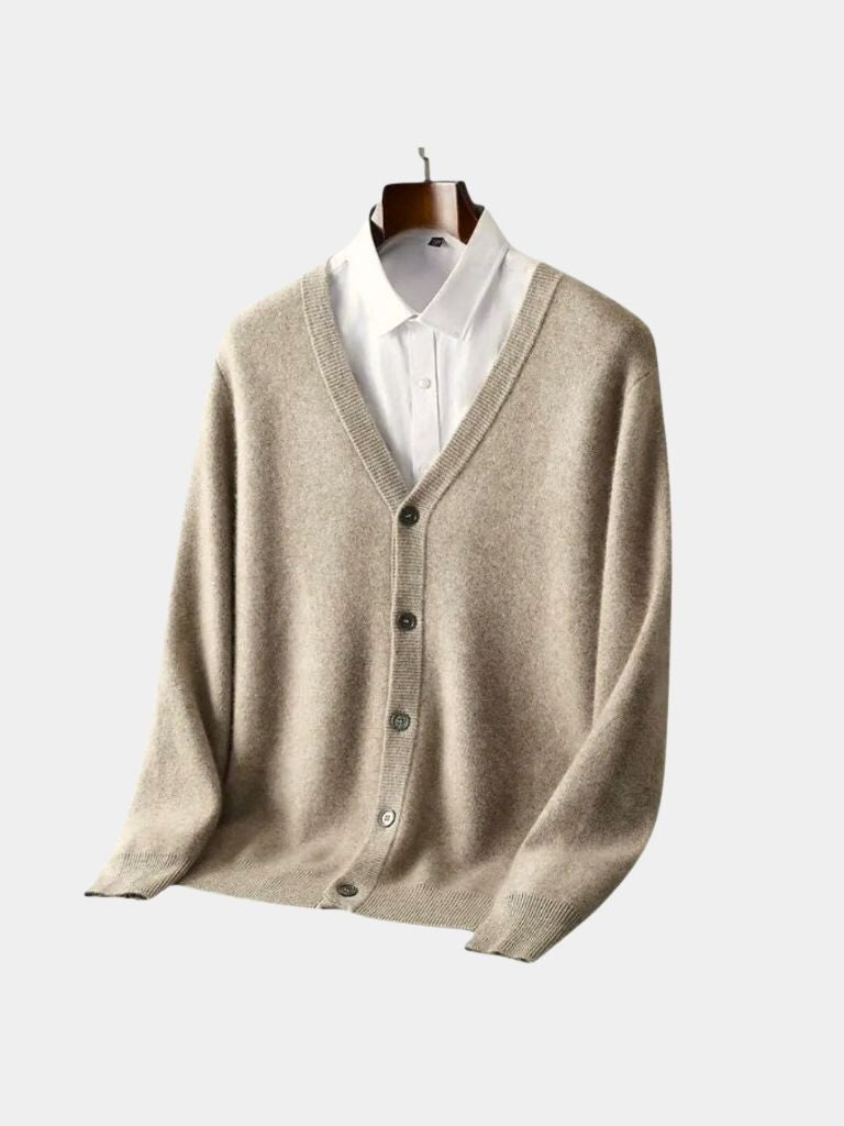 100% Merino Wool V Neck Knitwear Cardigan Sweater - Verocci Essentials