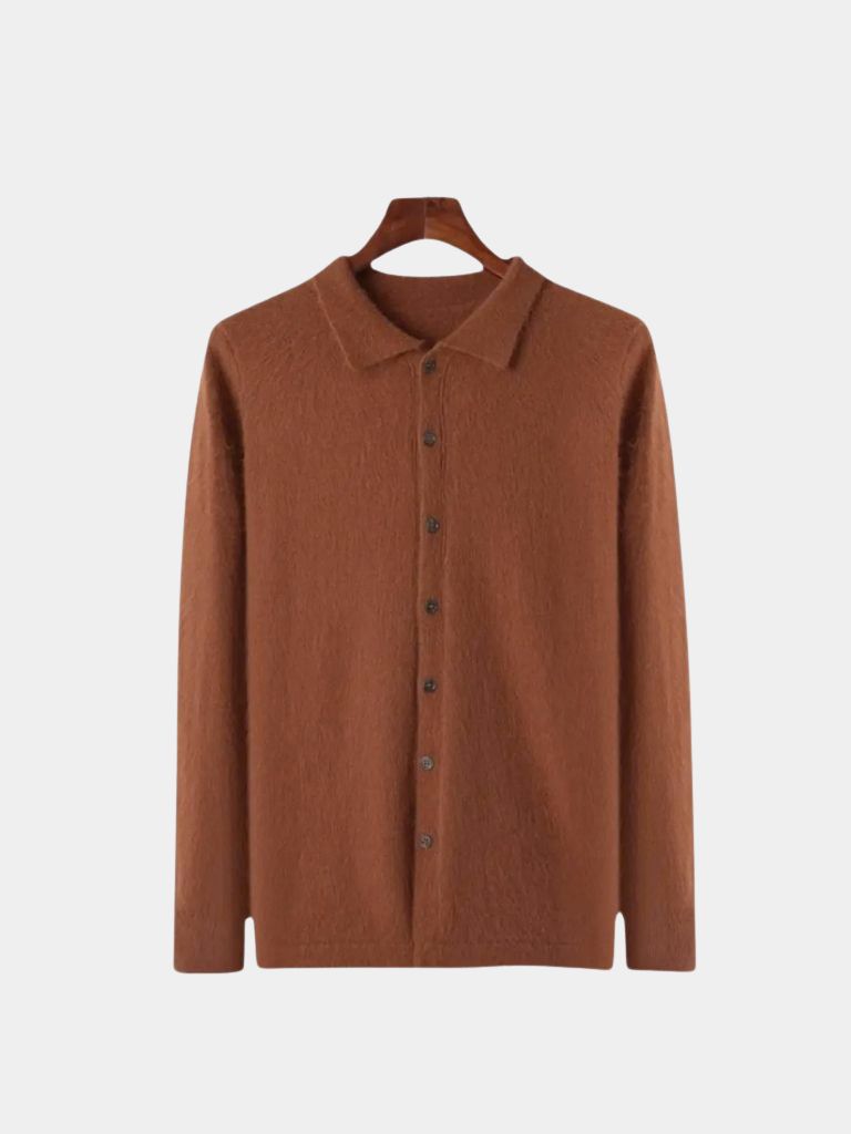 100% Cashmere Polo Cardigan - Verocci Essentials