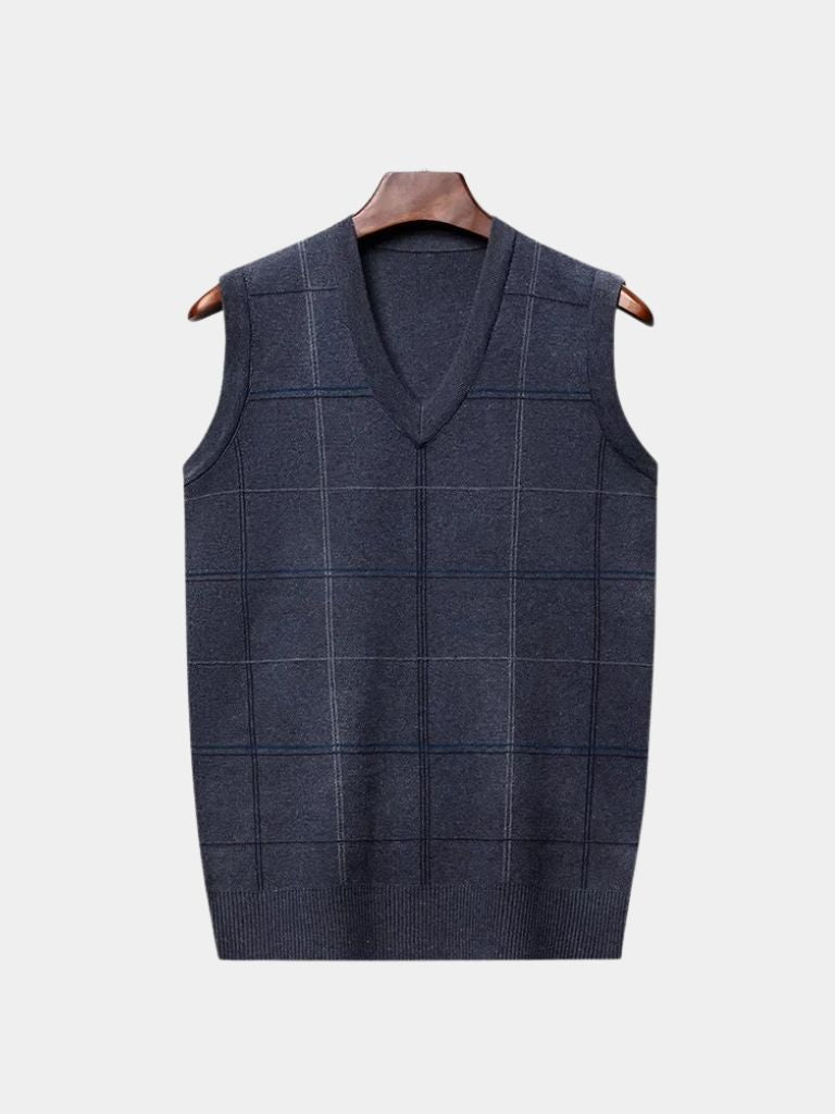 Academic Checkered Knit Vest - Verocci Essentials
