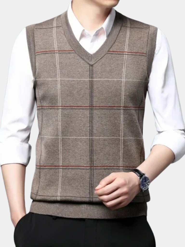 Academic Checkered Knit Vest - Verocci Essentials