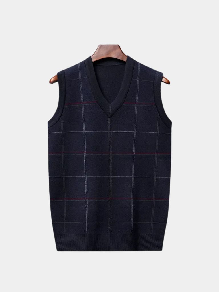 Academic Checkered Knit Vest - Verocci Essentials