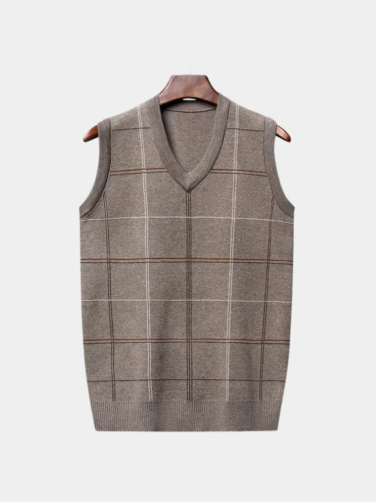 Academic Checkered Knit Vest - Verocci Essentials