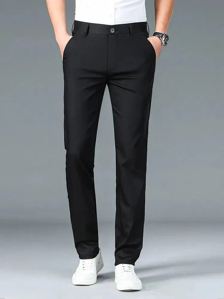 Bamboo Fiber Minimalist Straight Trousers - Verocci Essentials