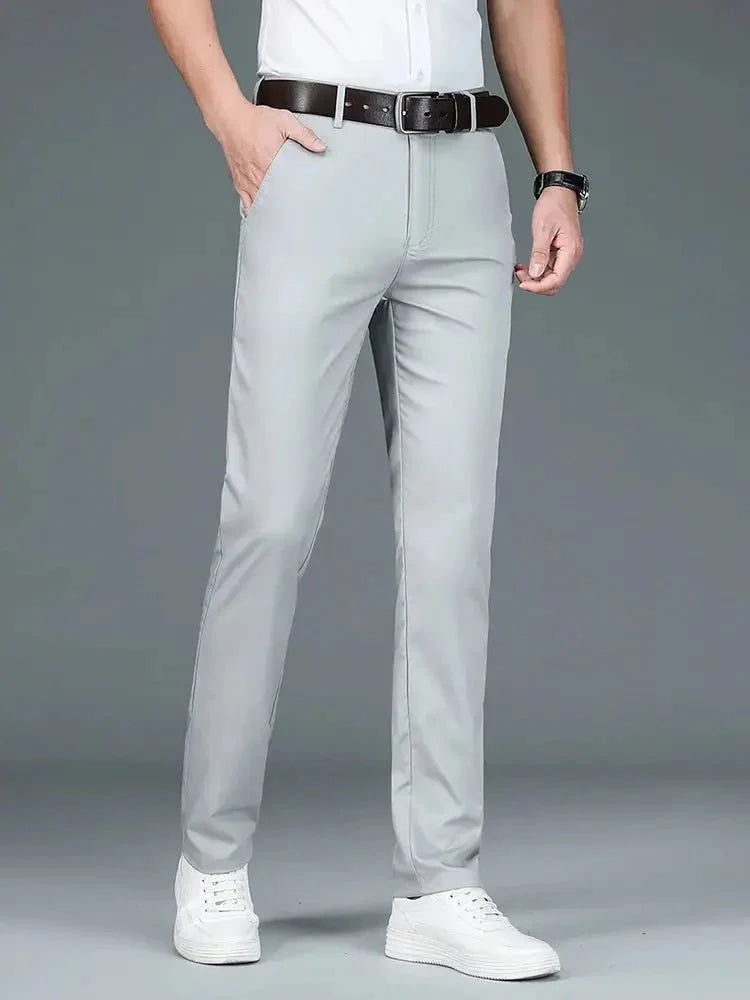 Bamboo Fiber Minimalist Straight Trousers - Verocci Essentials