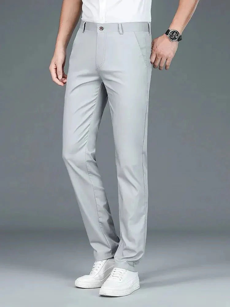 Bamboo Fiber Minimalist Straight Trousers - Verocci Essentials
