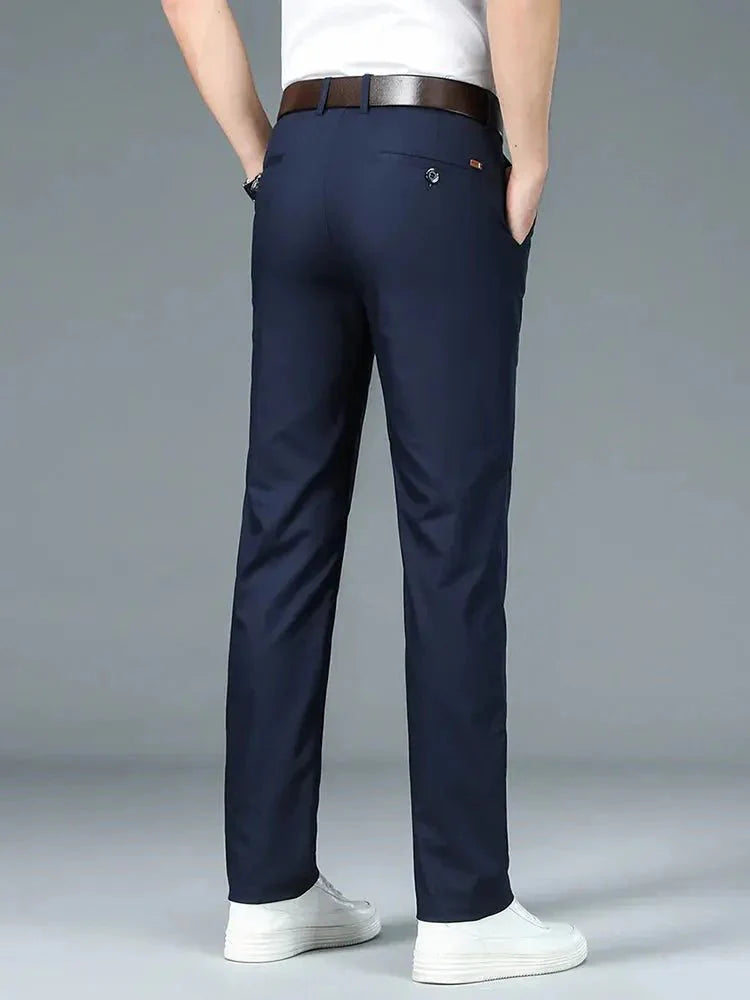 Bamboo Fiber Minimalist Straight Trousers - Verocci Essentials