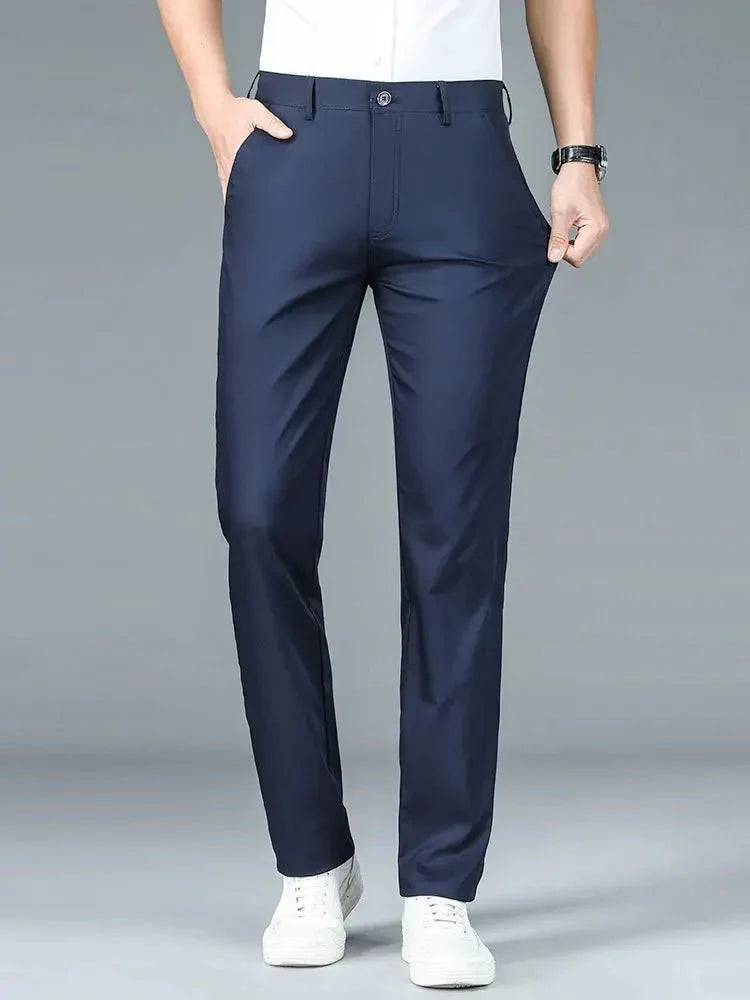 Bamboo Fiber Minimalist Straight Trousers - Verocci Essentials