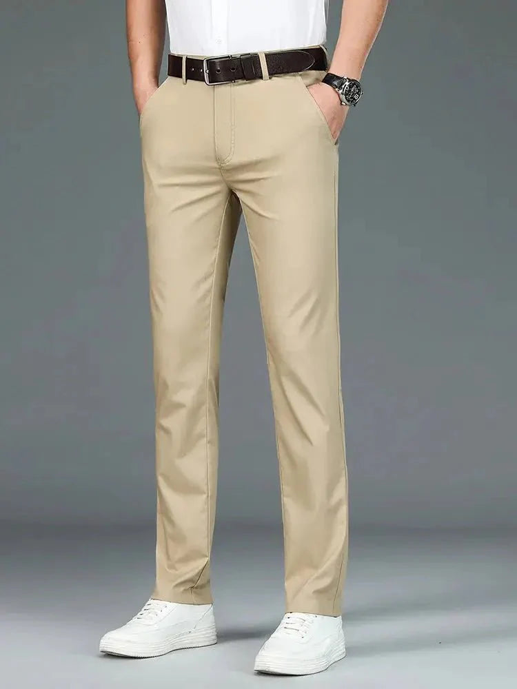 Bamboo Fiber Minimalist Straight Trousers - Verocci Essentials